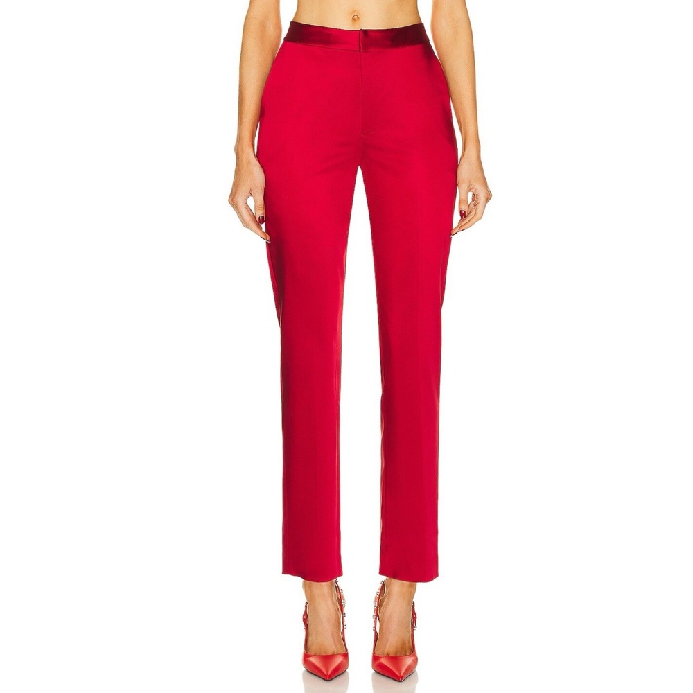 Red Women's Tailored Straight-Leg Trousers